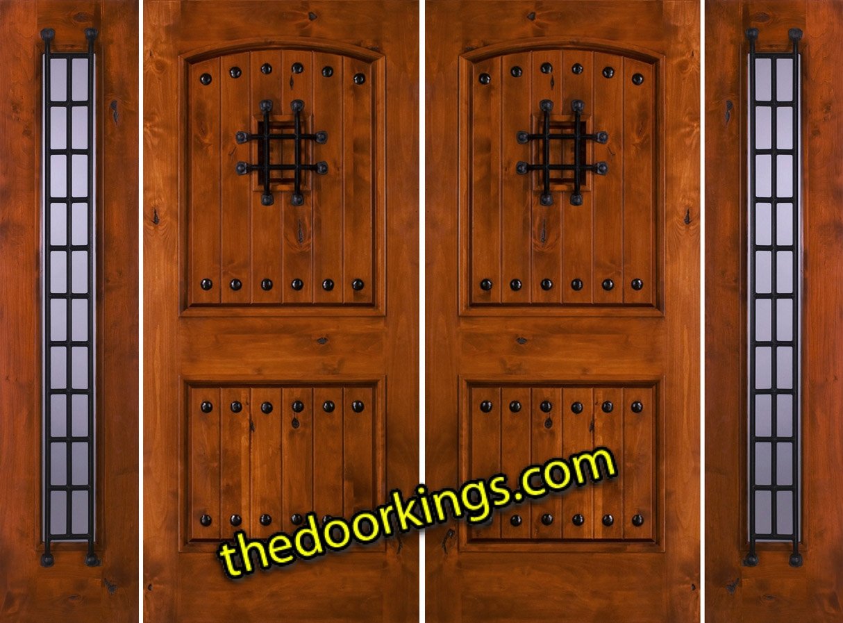 sw83 knotty alder double door with builder zinc sidelites